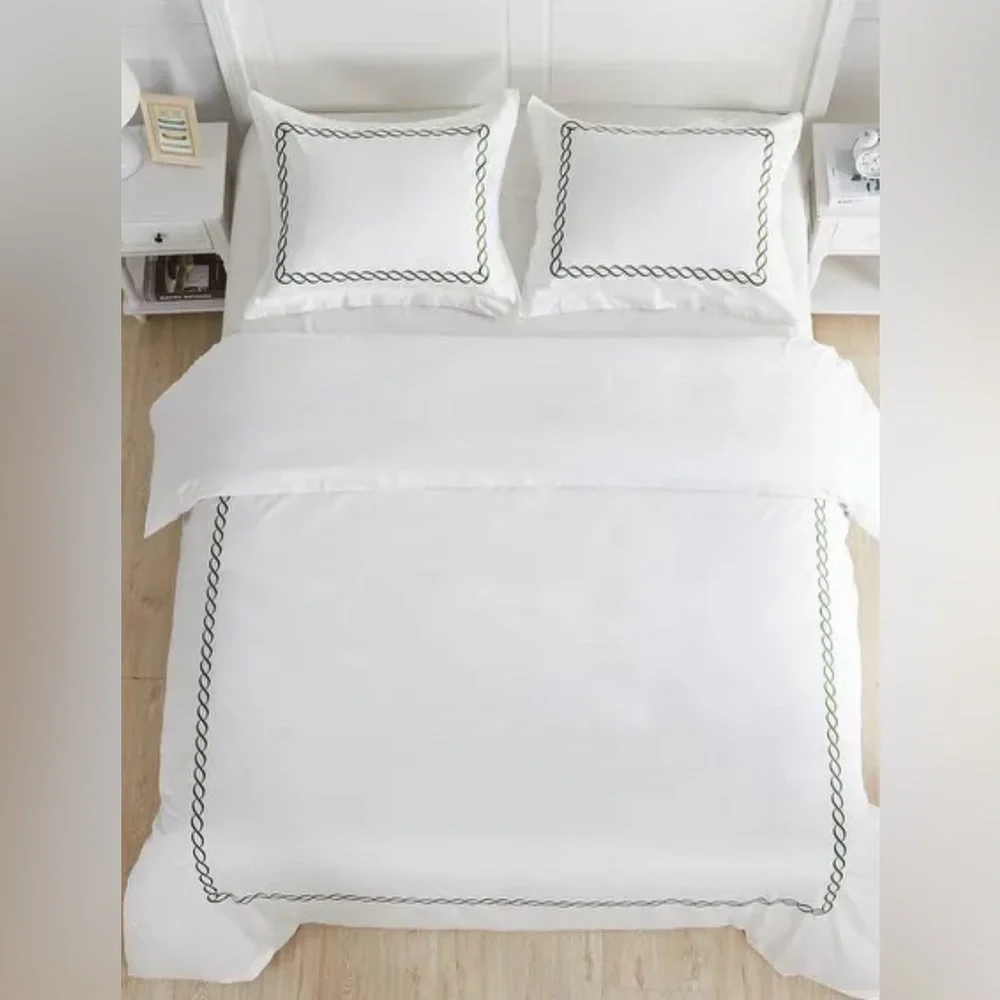 Home Sweet Home Collection 600 Thread Count Cotton Rope Embroidery Duvet Set